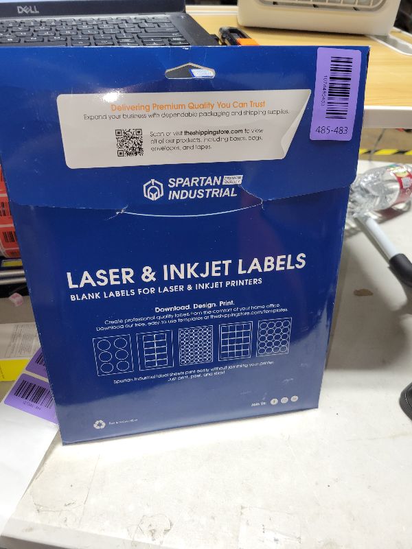 Photo 1 of 2" X 5" Matte White Printable Shipping Labels (30 Sheets, 240 Stickers) Address and Mailing Labels for Laser & Inkjet Printers - Spartan Industrial Template R006