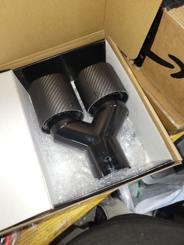 Photo 1 of 2-Pack Carbon Fiber Dual Exhaust Tips 2.5" Inlet to 3.5" Outlet, Universal Tailpipe 2.5 Inch Exhaust Muffler Tips (Matte)