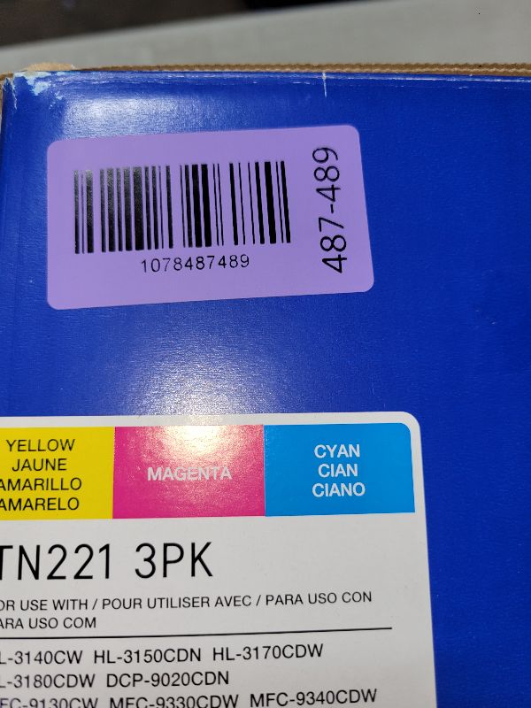 Photo 1 of Brother Genuine Standard-Yield Toner Cartridge Three Pack TN221 3PK -Includes one Cartridge Each of Cyan, Magenta & Yellow Toner, Standard Yield (TN2213PK), Cyan, Magenta, Yellow