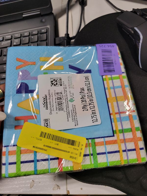 Photo 1 of 12.75 X 12.75 Disposable Multicolor Happy Birthday Paper Napkins 20 Pieces by Way to Celebrate