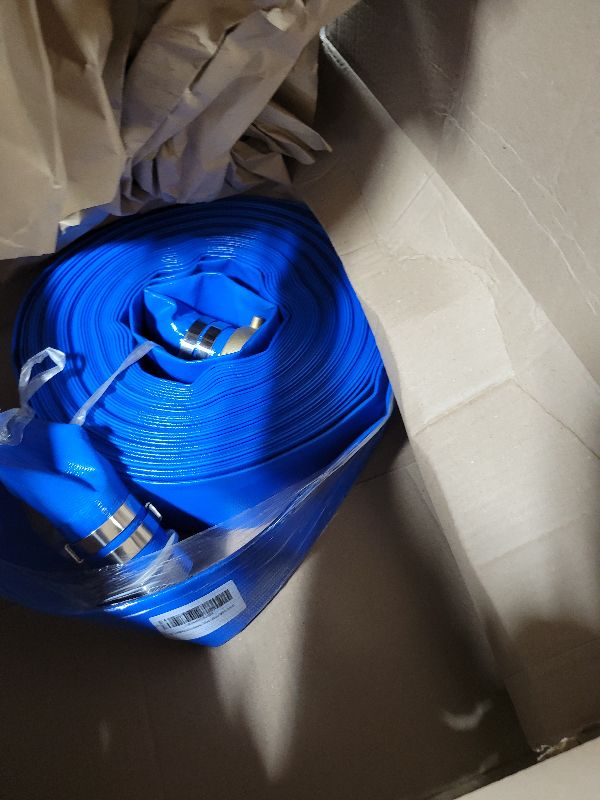 Photo 1 of 2" x 100 ft Backwash Hose for Swimming Pools, Heavy Duty PVC Lay Flat Water Discharge Hose,Durable Pool Drain Hose with Aluminum Pin Lug Fittings for Pump And Filters