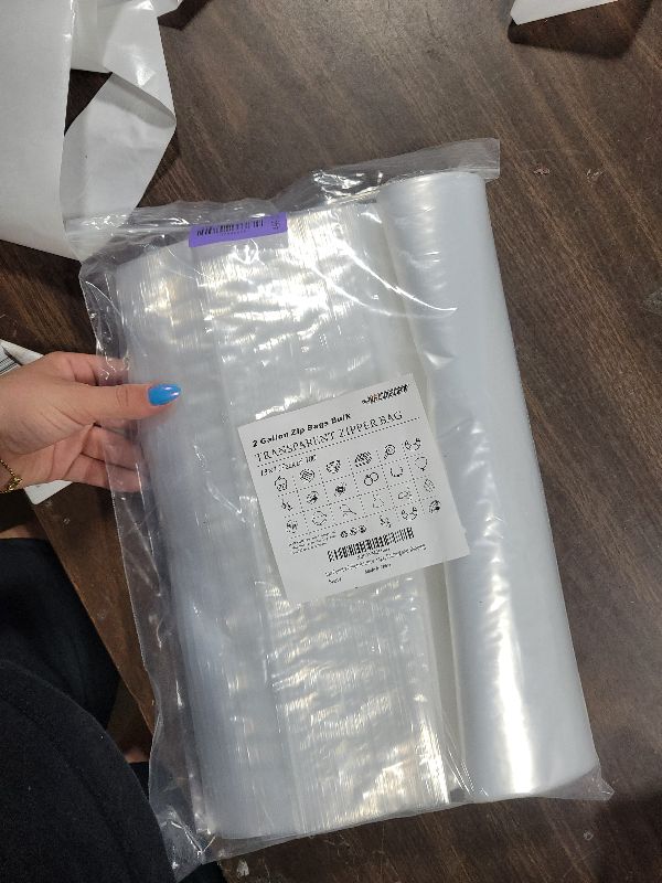 Photo 1 of 100 Count 2 Gallon Zip Storage Bags 13"×15", Reclosable Food Grade 2mil Plastic Zipper Bags for Storage, Packing and Shipping