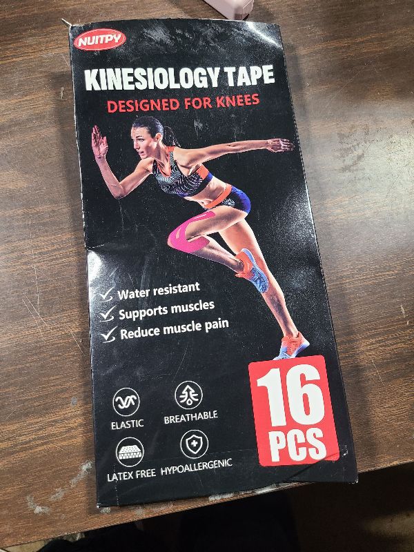 Photo 1 of 16 PCS Kinesiology Tape for Knees, 4 Colors Knee Support Tape, Precut Knee Tape for Knee Stability, Athletic Tape, Kinetic Tape for Knee