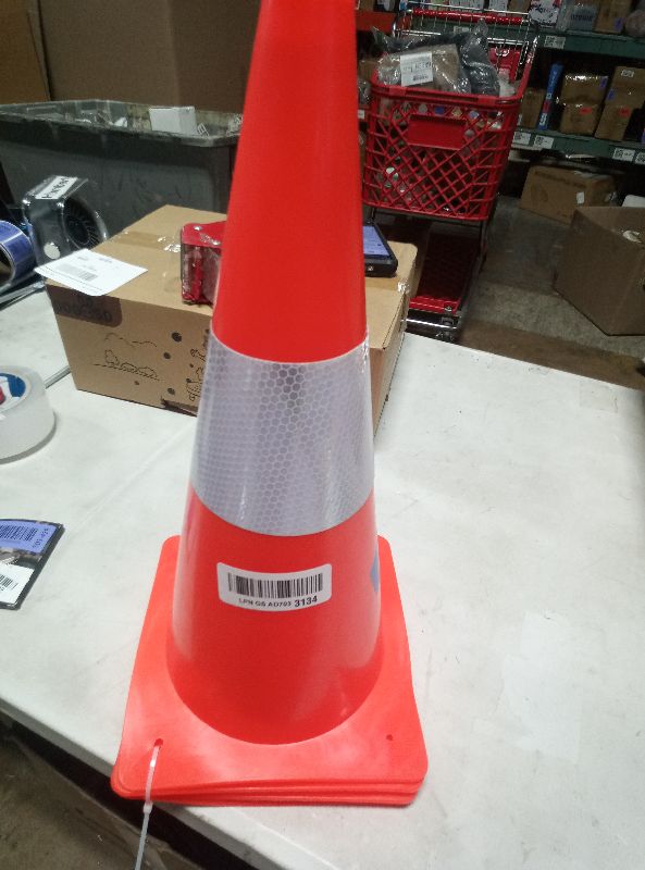 Photo 1 of 15 inch Traffic Safety Cones with Reflective Collars,[4 Pack]Orange Construction Cones| Parking Cones| Soccer Training Cones |Road Cones for Parking lot, Driveway, Sport and Driving Training.