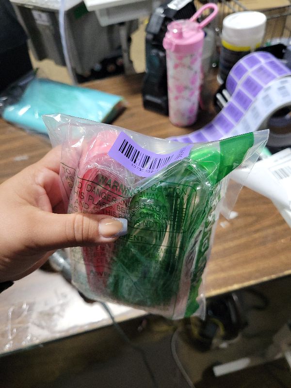 Photo 1 of 12 Pcs Pink and Green Clip in Hair Extensions 22Inch Hair Extension for Women Highlights Synthetic Hairpiece for Witch Party Favors, Birthday Decorations and Halloween Costume