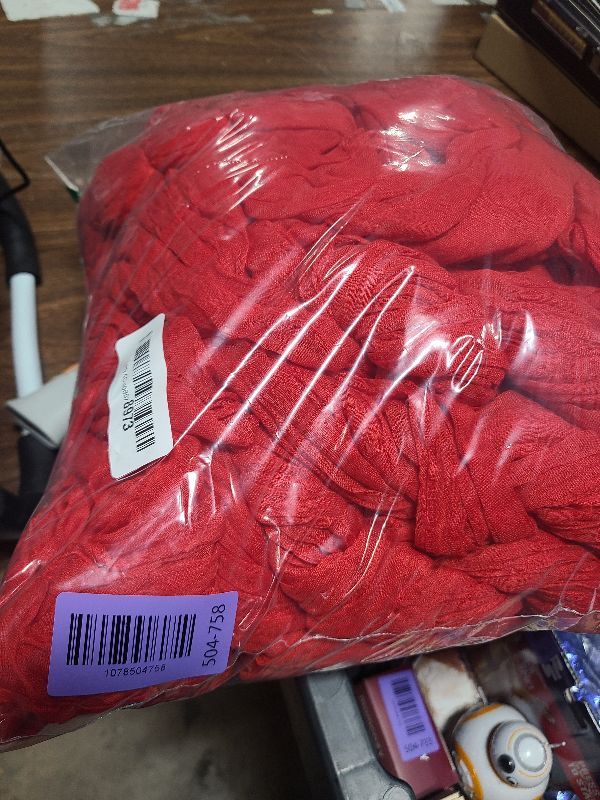 Photo 1 of 12 Pack Red Cheesecloth Table Runner 21x120 Inches, Boho Gauze Rustic Semi Sheer Cheese Cloth Table Runners for Easter Spring Wedding Bridal Baby Shower, Birthday Party, Long Farmhouse Table Decor