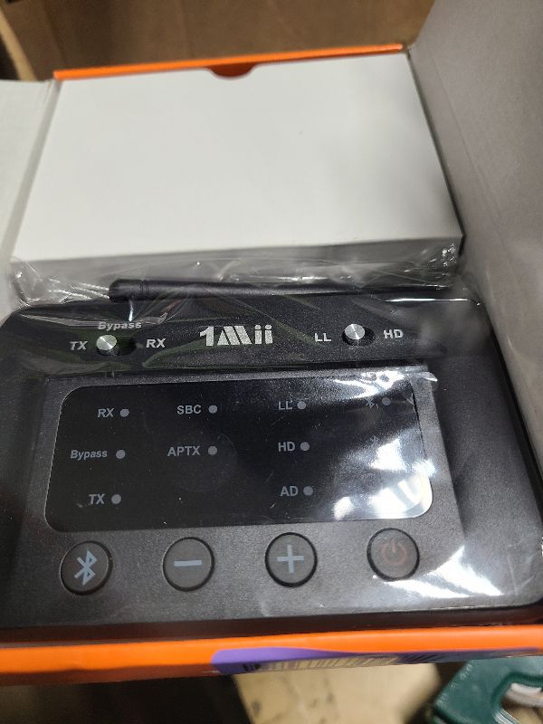 Photo 1 of 1Mii B03 Bluetooth 5.3 Transmitter Receiver for TV Home Stereo, aptX Low Latency/Adaptive/HD Wireless Audio Adapter to 2 Headphones, Volume Control, Optical RCA AUX Output/Input, Soundbar Passthrough