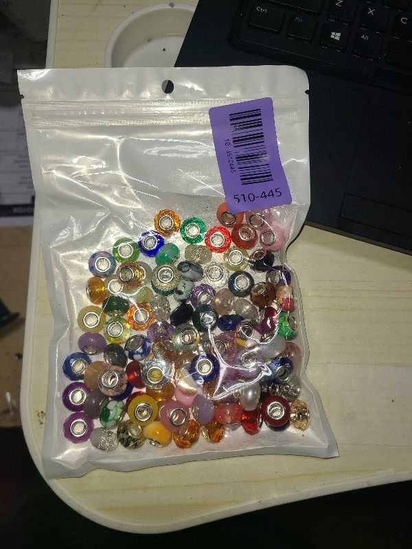 Photo 1 of 100 Pieces European Large Hole Beads, Assorted European Craft Bead Mixed Color Rhinestone Lampwork Beads Large Hole Spacer Bead for DIY Charms Bracelet Necklace Earring Jewelry Making Supplies