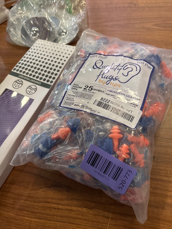 Photo 1 of 100 Pairs Individually Wrapped Non Toxic Soft Silicone Corded Ear Plugs Reusable Hearing Protection Rubber Earplugs for Sleeping
