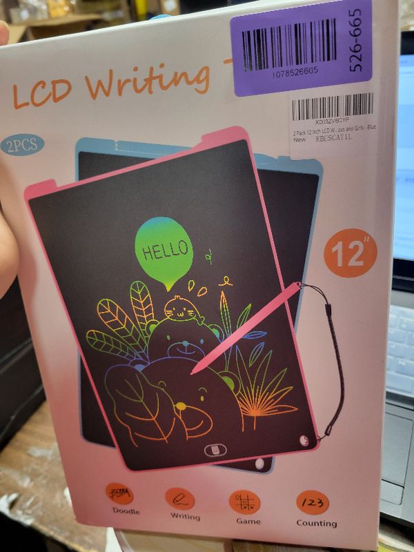 Photo 1 of 2 Pack 12 Inch LCD Writing Tablet for Kids, Electight Colorful Doodle Board, Eye Protection Drawing Tablet with Lock & Erase FUNC, Birthday Gifts Education Toys for 3-8 Years Old Boys and Girls - Blue