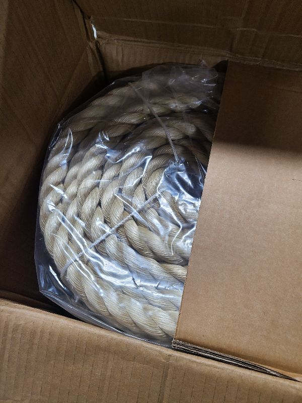Photo 1 of 1 inch x 100 feet Twisted ProManila - UnManila Rope, Tan Twisted 3 Strand Polypropylene Rope Cordage for Marine, Nautical, DIY Projects, Tie Downs