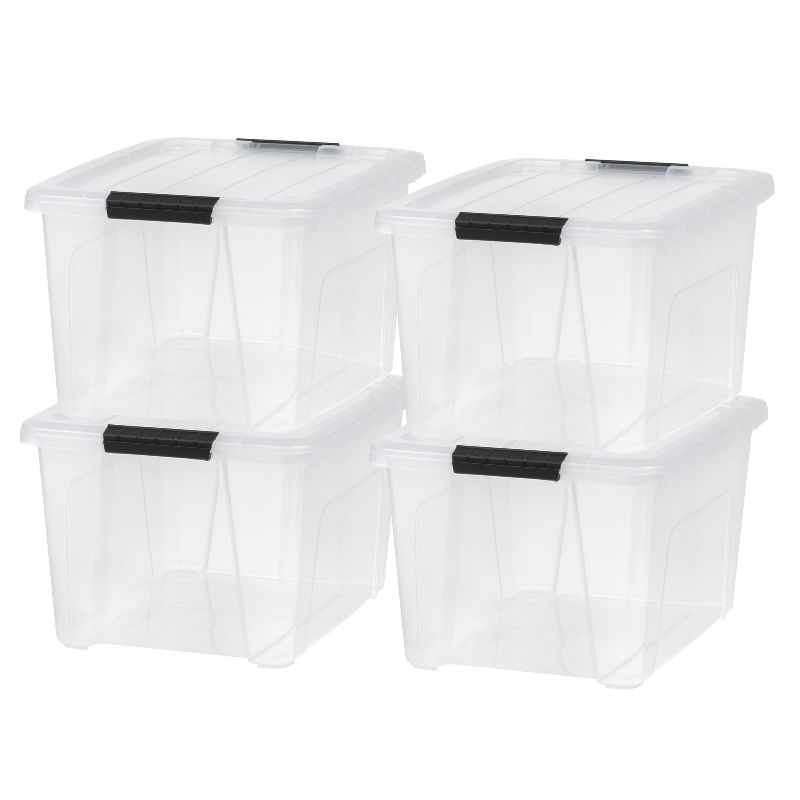 Photo 1 of IRIS 32 Qt. Plastic Storage Bins with Lids Stackable Storage Containers Totes 4 Pack