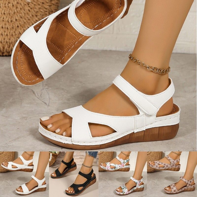 Photo 1 of Longantii Womens Orthopedic Sandals Arch Support Summer Flat Sandals Lightweight Slip on Non Slip Walking Shoes Comfortable 2026 Orthopedic Shoes white 6.5