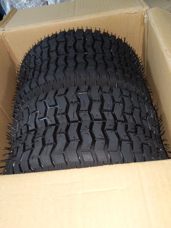 View 2 of 2 Pack 15x6.00-6 Lawn Mower Tires Tubeless 4PR Turf Saver Tires for Garden Tractor Riding Mower Dump Cart