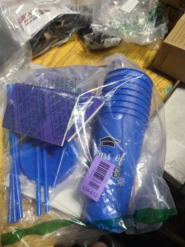 View 2 of 168Pcs/24Sets Class of 2026 Graduation Gifts Bulk Inspirational 24oz Plastic Cups with Lids Straws Notebooks Pens Bracelets Keychains Congrats Grad Favors for College Students Teacher School?Blue?