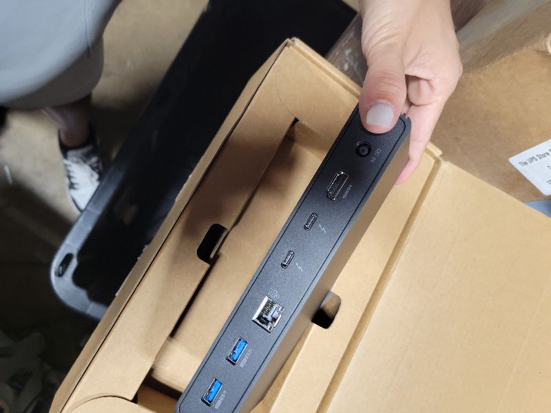 Photo 1 of Amazon Basics Thunderbolt 4 Pro Docking Station, Dual 4K Monitor Support, 8K Display, 2xTBT4, 1xHDMI2.1, 3xUSB A 3.1, RJ45 Ethernet, Black, 7.86 x 2.95 x 1.23 inches