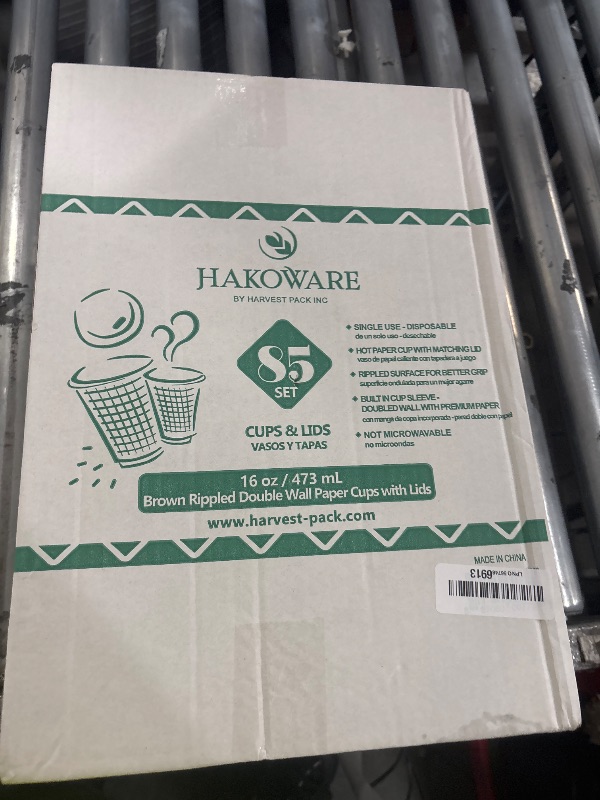 Photo 1 of [85 SET]Harvest Pack 16 oz Disposable Coffee Cups, Insulated Ripple Double-Walled Paper Cups with Lids, Brown Geometric, Hot Paper Cups for Tea Chocolate Party Drinks To go coffee cups