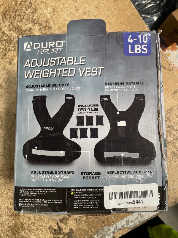 Photo 1 of "Aduro Sport Adjustable Weighted Vest Workout Equipment, 4lbs-10lbs Body Weight Vest for Men, Women, Kids"