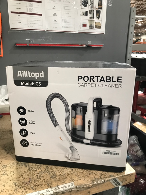 Photo 1 of **HOSE MISSING*************
Ailltopd Portable Spot Cleaner,Handheld Carpet Extractor for Pet, Car, with Carpet Cleaner Solution