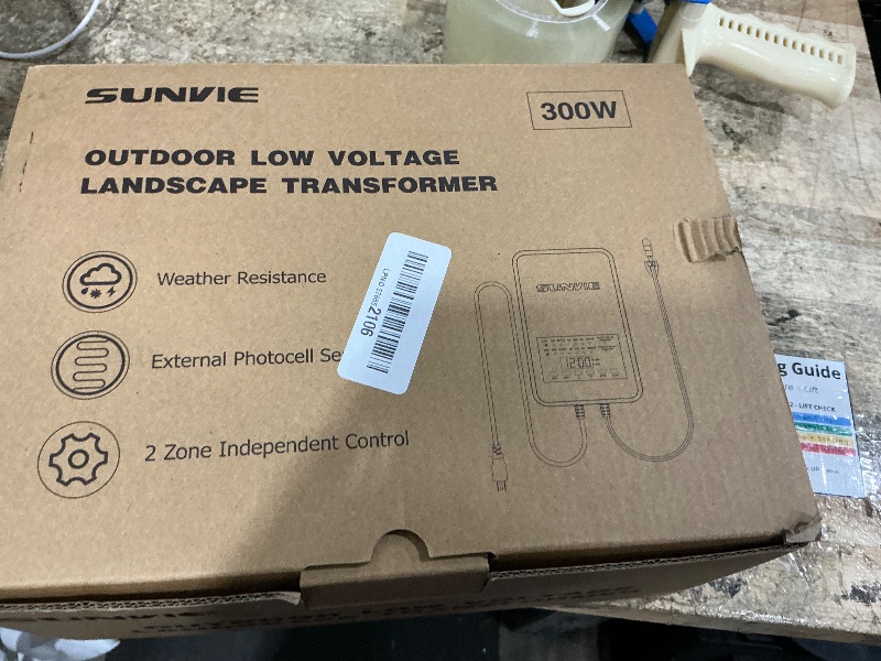 Photo 1 of ***Parts Only*** SUNVIE 300W Low Voltage Landscape Transformer with 2 Independent Control Output Landscape Lighting Transformer with Timer and Photocell Sensor 120V AC to 12/14V AC Weatherproof Low Voltage Transformer