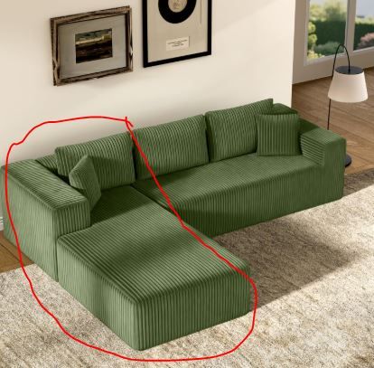 Photo 1 of ************INCOMPLETE COUCH, ONLY THE CIRCLED PORTION*****************
TRUNBACK 106" Modular Sectional Sofa, Green Corduroy Cloud Couch with Right Chaise, Deep Seat Boneless Floor Sofa for Living Room, High-Resilience Foam Support, No Assembly Required, 