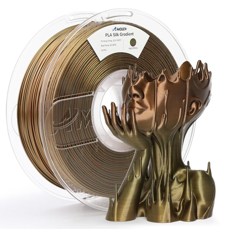 Photo 1 of 
AMOLEN PLA Filament 1.75mm,Silk Pla Aged Brass Gradient