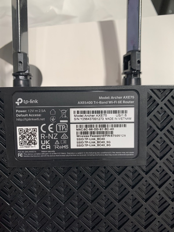 Photo 1 of 
TP-Link AXE5400 Tri-Band WiFi 6E Router