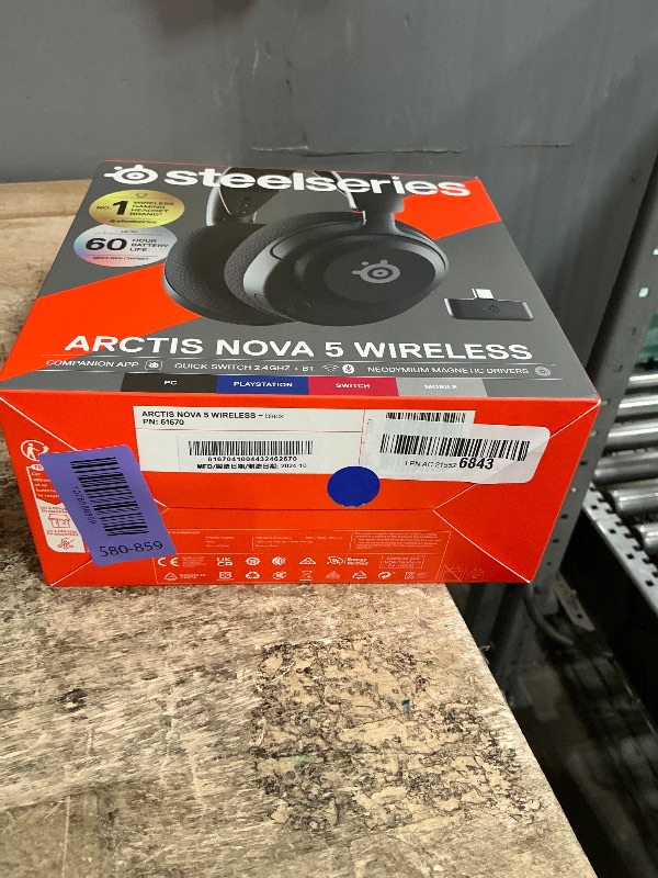 Photo 1 of **Missing Type A to Type C cable** SteelSeries Arctis Nova 5 Wireless Multi-System Gaming Headset — Neodymium Magnetic Drivers — 100+ Audio Presets — 60 HR Battery — 2.4GHz or BT — ClearCast Gen2.X Mic — PC, PS5, PS4, Switch, Mobile