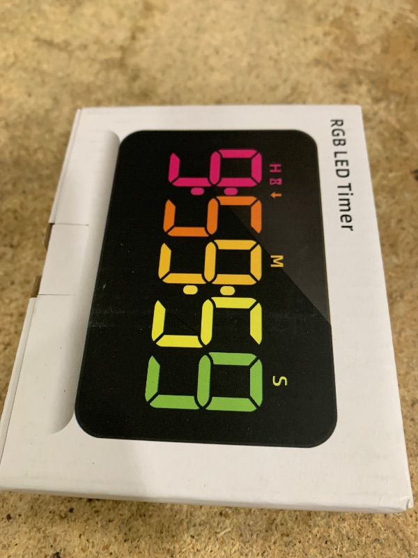 Photo 1 of (2 Packs) Rechargeable Timers?Digital Kitchen Timer with 10 Dynamic RGB Color, Magnetic Classroom Timer with Countdown/up with 5”LED Display 3 Brightness 4 Volume Adjustable