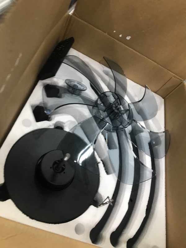 Photo 1 of ***MISSING HARDWARE** LEDIARY Ceiling Fans with Lights and Remote, 20'' Low Profile Ceiling Fan with Light, 3000-6000K Dimmable Fandelier LED Fan Light, 6 Wind Speeds, Black Modern Flush Mount Ceiling Fan for Bedroom