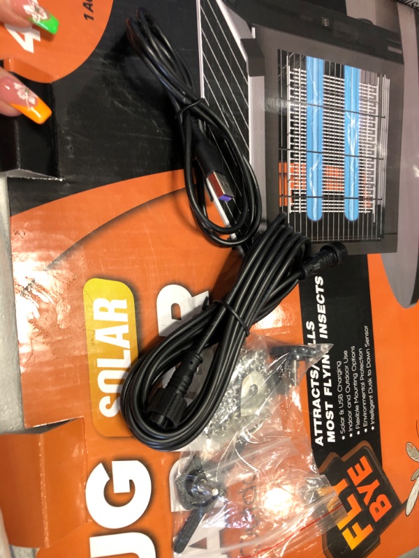 Photo 1 of **FACTORY SEALED** Solar Bug Zapper Outdoor Waterproof, Rechargeable Mosquito Zapper with Solar Panel Sensor, Auto ON/Off, 10ft Extension Cord & Solar Powered Bug Zapper, Cordless Insect Zap for Patio Yard Garden