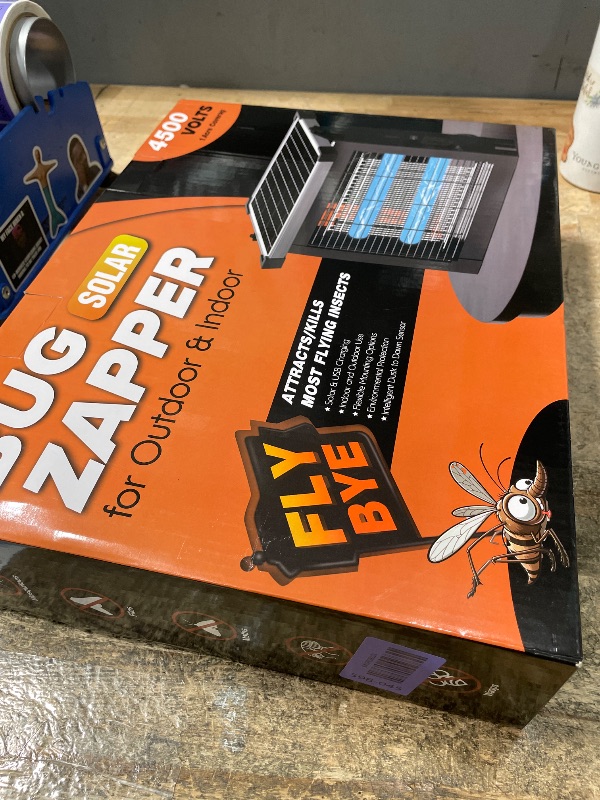 Photo 1 of **FACTORY SEALED** Solar Bug Zapper Outdoor Waterproof, Rechargeable Mosquito Zapper with Solar Panel Sensor, Auto ON/Off, 10ft Extension Cord & Solar Powered Bug Zapper, Cordless Insect Zap for Patio Yard Garden