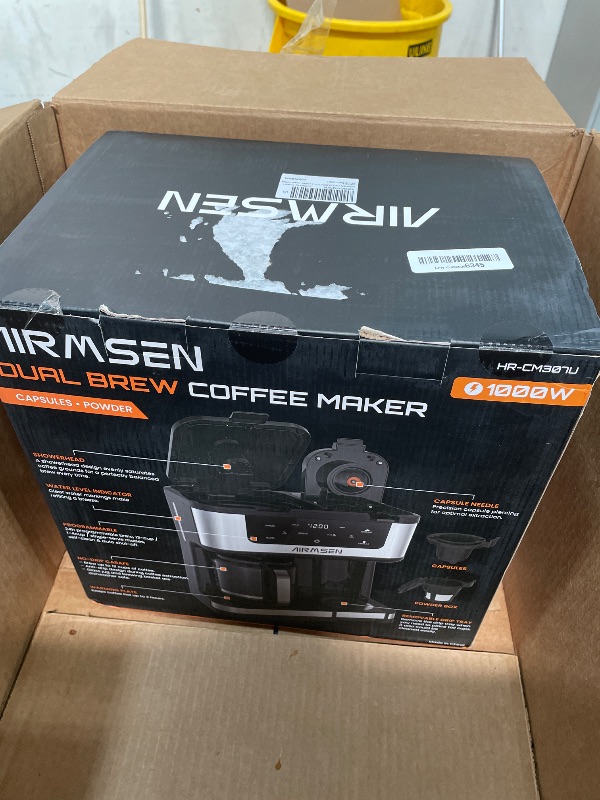 Photo 1 of **FACTORY SEALED** AIRMSEN 12-Cup Programmable Dual Coffee Maker – Single Serve Machine for K-Cup Pods & Ground, 1000W Fast Brew, Delay Start, 2H Keep Warm, Touchscreen, 60oz Tank, Glass Carafe – Home & Office