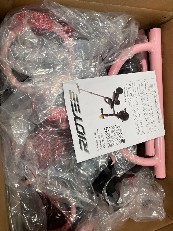 View 2 of **Missing parts**RIDYEE Tricycle for Toddlers 18 Months to 5 Years with Removable Push Handle, Tricycles for 3-5 Year Olds Ideal for On-The-Go Families, Adjustable Carry-Friendly Seat, Pink