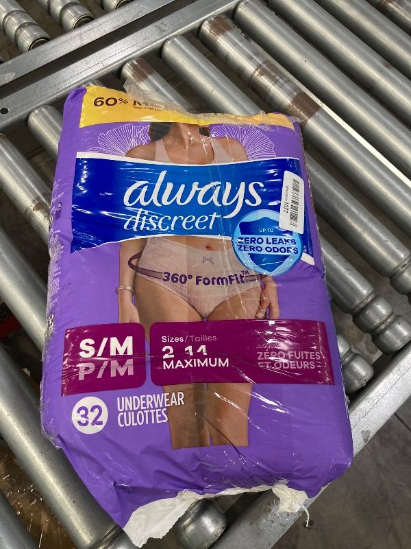 Photo 1 of ***DAMAGED PACKAGE***Always Discreet Adult Diapers for Women, Incontinence Underwear, Postpartum Essentials, Disposable Briefs, Max Absorbency, Bladder Leak Protection, Small/Medium, 32ct