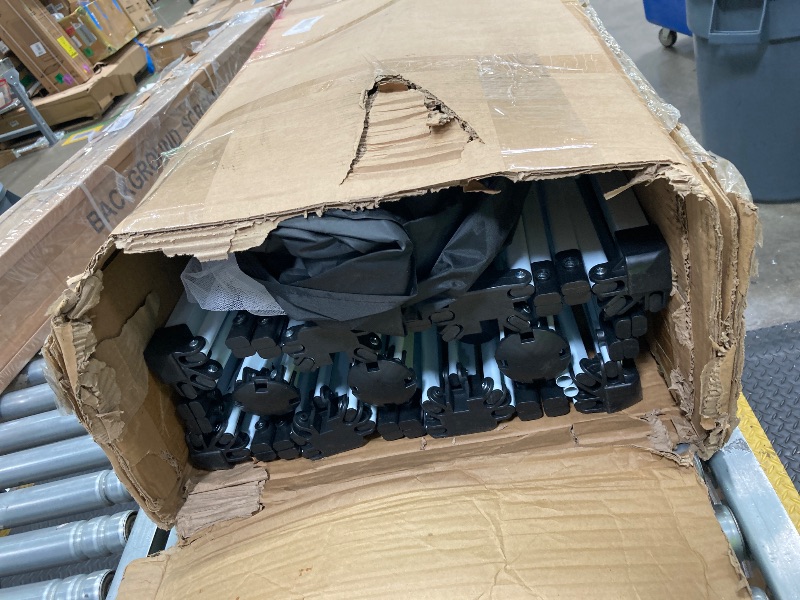 Photo 1 of ***MISSING PIECES -SELLING AS INCOMPLETE PARTS  ONLY*** 10x30 Pop Up Canopy with 8 Sidewalls - Heavy Duty Outdoor Canopy Tent with Portable Roller Bag - 3 Adjustable Height, 8 Weight Bags, 8 Stakes & 6 Guy Ropes Included, Black