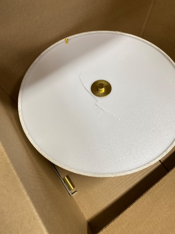 Photo 1 of ** is broken CALOKES Cone-Shaped Semi Flush Mount Modern Ceiling Light Fixture, 3-Light Drum Lamp with Gold Brass Finish and Beige Fabric Shade for Bedroom, Kitchen, Dining Room, Hallway, Entryway, and Foyer