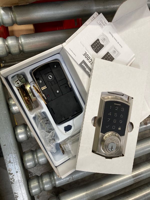 Photo 1 of ***Connecting wire frayed/cut. Lock doesn’t power up***Kwikset SmartCode 270 Keyless Entry Electronic Touchpad Deadbolt Door Lock with Auto-Lock, Custom User Codes, Advanced Security in Satin Nickel Traditional***Connecting wire frayed/cut. Lock doesn’t p