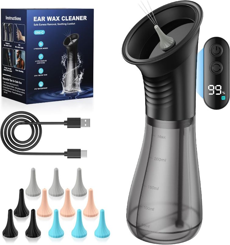 Photo 1 of ***MISSING PARTS***Electric Ear Wax Removal with One-Piece Waste Tank and Smart Display, 3 Targeted Modes, 230ml Detachable Tank, 12 Nozzles -Ear Cleaning Kit IPX7