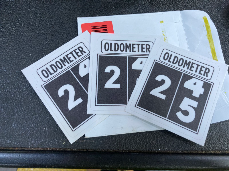 Photo 1 of (3Pcs) Funny 25th Birthday Stickers – Oldometer 24 25 - Waterproof Vinyl Decals for 25th Birthday Gifts, Water Bottles, Scrapbooks, Journals, 3 x 2.8 inch