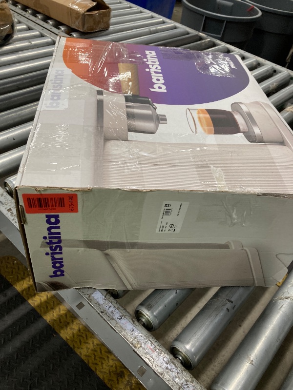 Photo 1 of *USED* Philips Baristina Espresso Machine, Grind, Tamp & Brew Coffee Beans in One Swipe, Compact, 16 Bar Pump Pressure, Automatic Grinder, Natural White with Ash Wood Portafilter (BAR302/20)