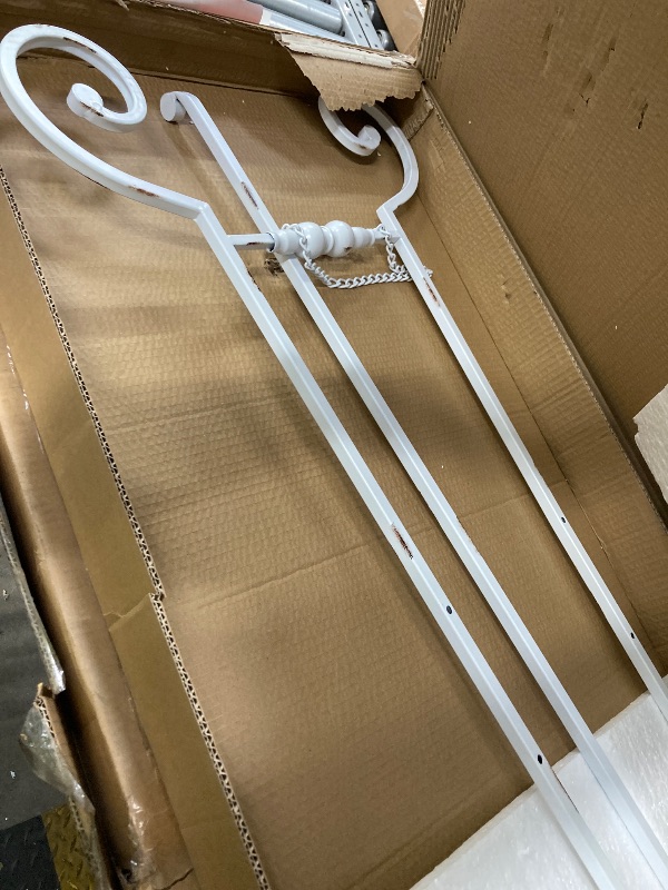 Photo 1 of *Used/scratched* Deco 79 Metal Scroll Display Easel Large Adjustable 3 Tier Floor Standing Easel with Chain Support, Display Stand 20" x 27" x 61", White