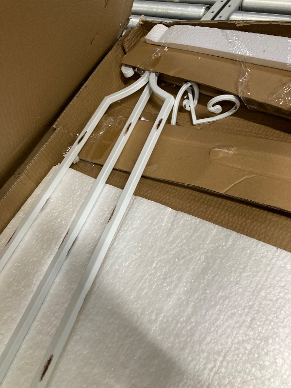Photo 1 of *Used/scratched* Deco 79 Metal Scroll Display Easel Large Adjustable 3 Tier Floor Standing Easel with Chain Support, Display Stand 20" x 27" x 61", White
