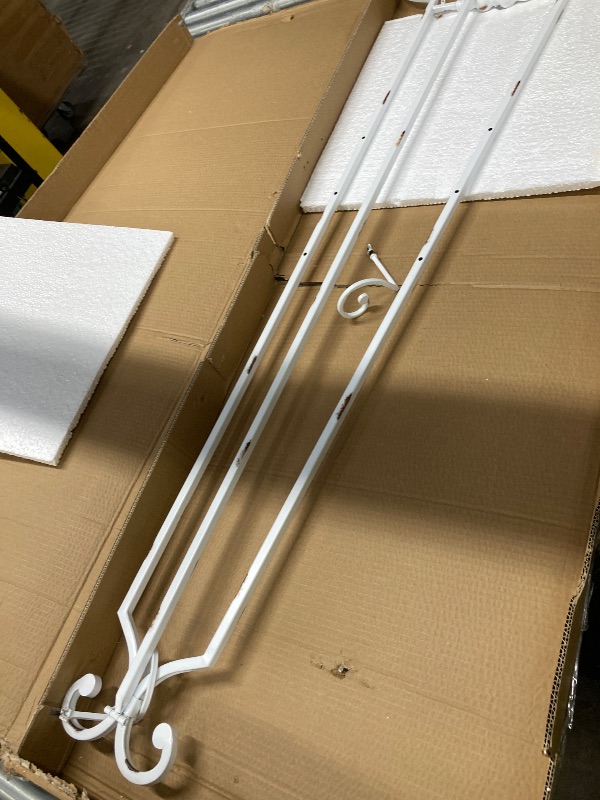 Photo 1 of *Used/Scratches* Deco 79 Metal Scroll Display Easel Large Adjustable 3 Tier Floor Standing Easel with Chain Support, Display Stand 20" x 27" x 61", White