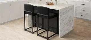 View 3 of 1 ONLY, MISSING HARDWARE --- GarveeHome Bar Stools Set of 2, Modern Counter Height Bar Stools with Back and Footrest, Faux Leather Upholstered Barstools Chairs for Kitchen Island Dining Room Bar, Black