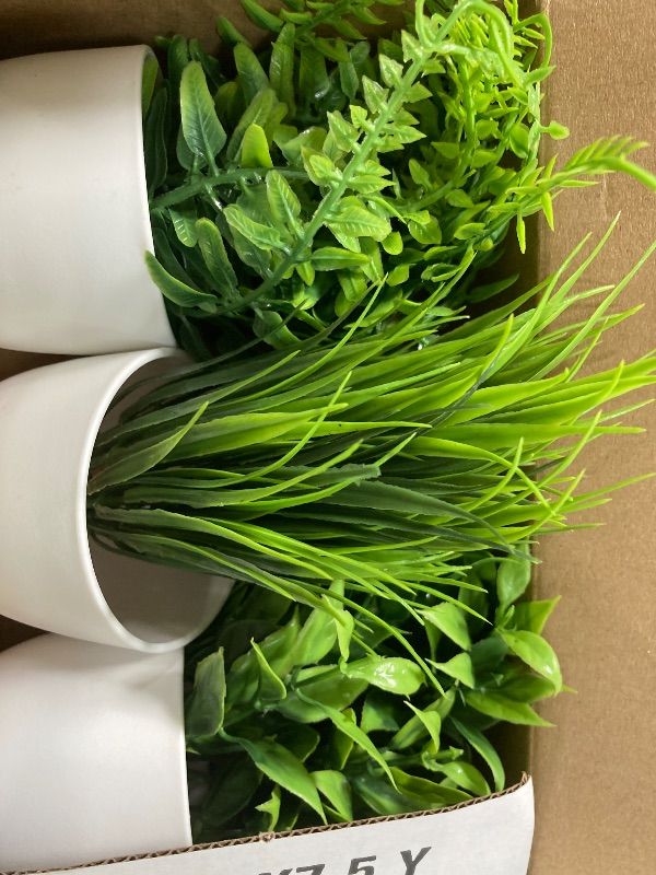 Photo 1 of ***MISSING ONE***Der Rose 4 Pack Small Fake Plants in Pots, Faux Plants Indoor for Home Office Bathroom Shelf Farmhouse Decor