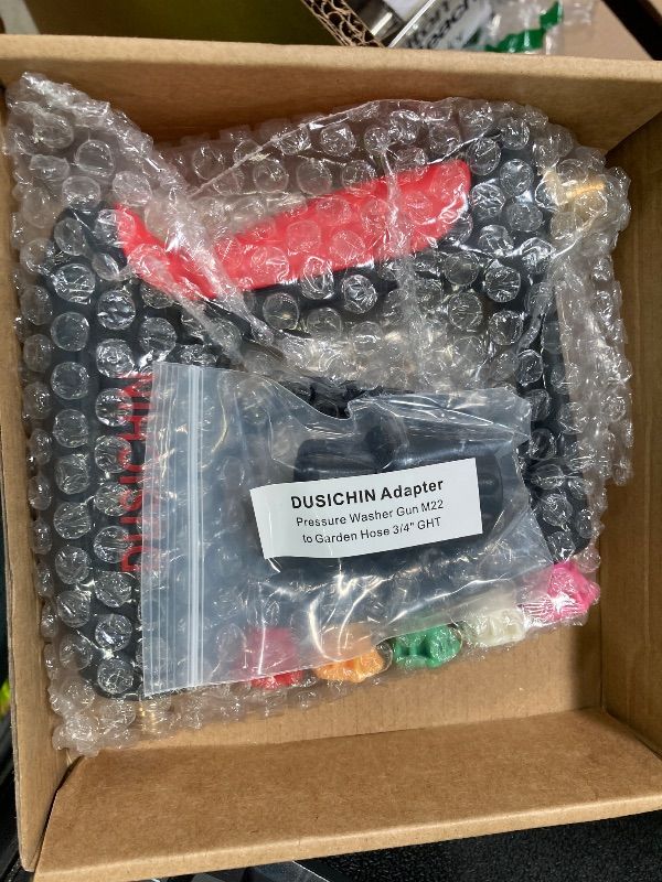 Photo 1 of **MISSING PART**DUSICHIN Power Washer Gun Short Wand With Color-coded Tip Holder on Handle, 5 Tips Car Wash Spray Gun M22-14mm Inlet, High Pressure On Pressure Washers, Garden Hose Adapter for Low Pressure Use