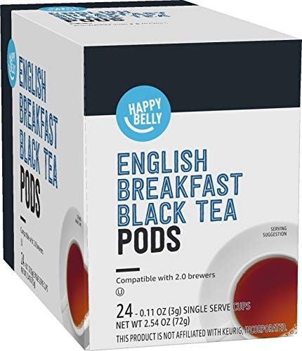 Photo 1 of ***BB 3/4/2027***Amazon Brand - Happy Belly Tea Pods, English Breakfast, 24 Count, Compatible with 2.0 K-Cup Brewers