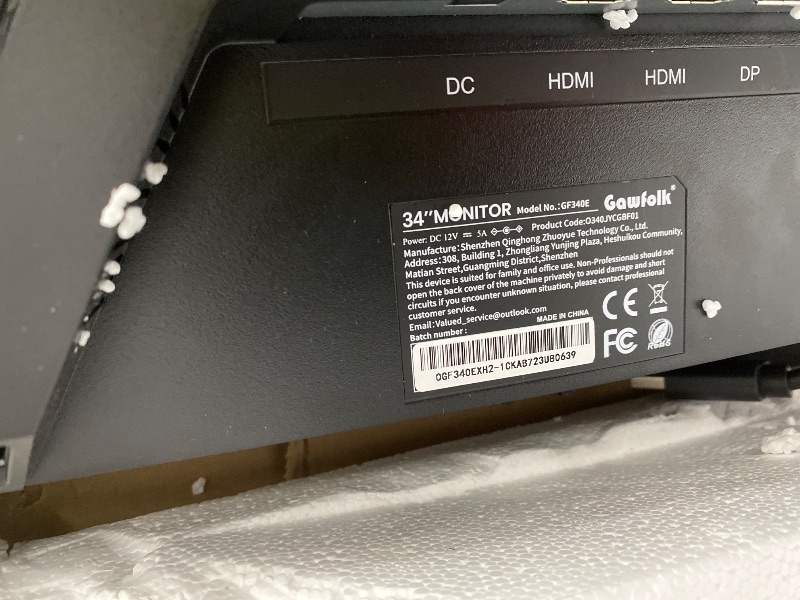Photo 1 of                                                                NO REFUNDS


Gawfolk 34 Inch Ultrawide Curved 120Hz Gaming Computer Monitor 1500R PC Screen 21:9 UWQHD (3440x1440),Adaptive Sync,178° Viewing Angle,128% sRGB,Display Port?HDMI,Compatible with 