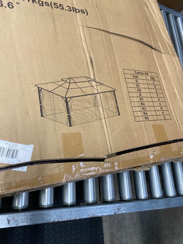Photo 1 of ***MISSING PIECES -SELLING AS NON-FUNCTIONAL INCOMPLETE PARTS ONLY***
PURPLE LEAF 12' X 16' Permanent Hardtop Gazebo Aluminum Gazebo with Galvanized Steel Double Roof for Patio Lawn and Garden, Curtains and Netting Included, Grey